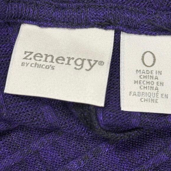 Chicos Zenergy Purple Longline Duster Hooded Cardigan Ribbed Sweater Thin 0/ S - Picture 15 of 15